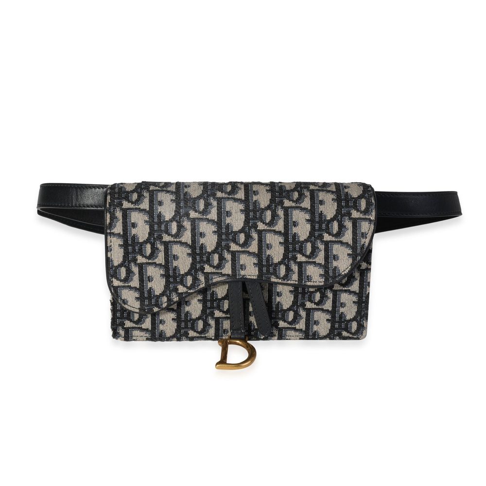 Dior Blue Oblique Jacquard Saddle Belt Pouch